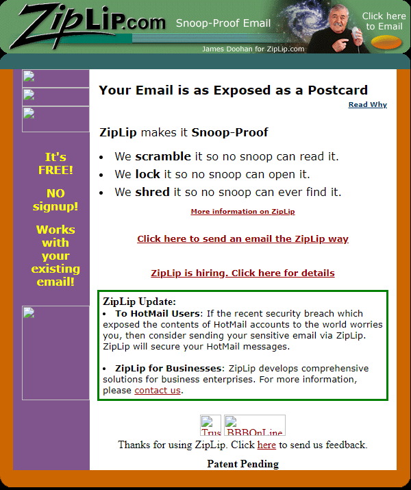 A screencap of the original ZL website from 1999.